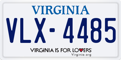 VA license plate VLX4485