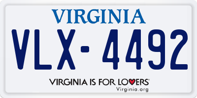 VA license plate VLX4492