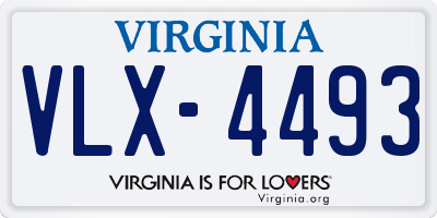 VA license plate VLX4493