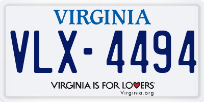 VA license plate VLX4494