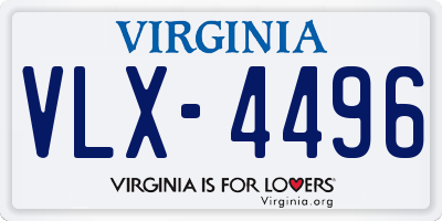 VA license plate VLX4496