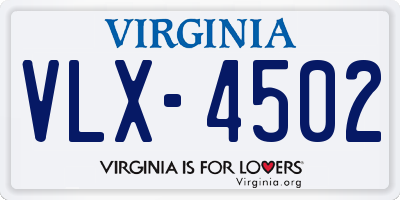 VA license plate VLX4502