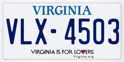 VA license plate VLX4503