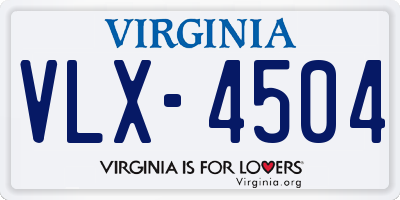 VA license plate VLX4504