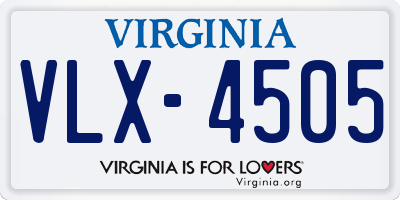 VA license plate VLX4505