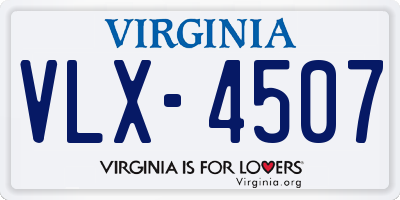 VA license plate VLX4507