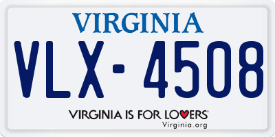 VA license plate VLX4508