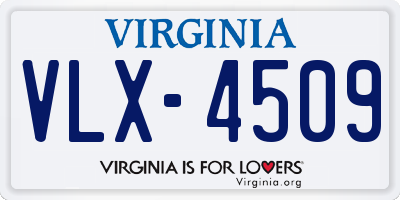 VA license plate VLX4509