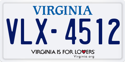 VA license plate VLX4512