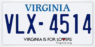 VA license plate VLX4514