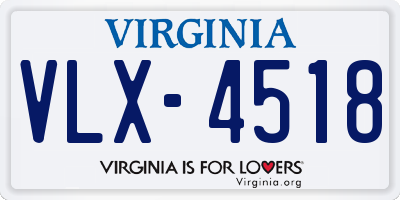 VA license plate VLX4518