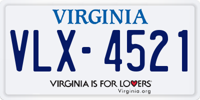 VA license plate VLX4521