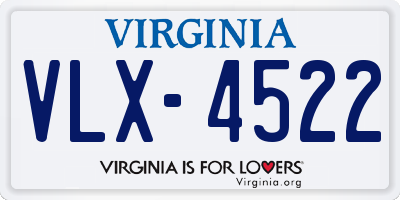 VA license plate VLX4522