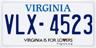 VA license plate VLX4523