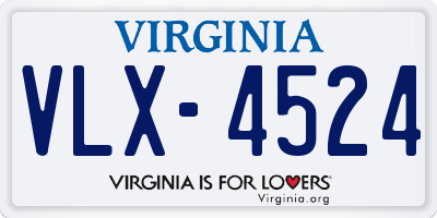 VA license plate VLX4524