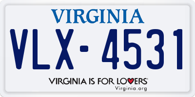 VA license plate VLX4531