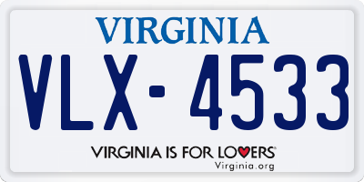 VA license plate VLX4533