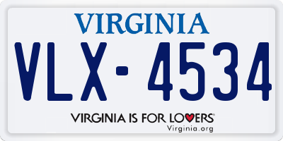 VA license plate VLX4534