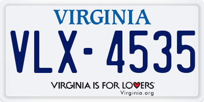 VA license plate VLX4535