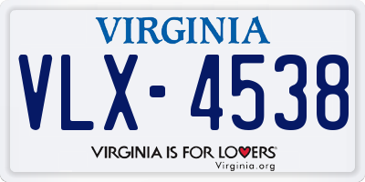 VA license plate VLX4538