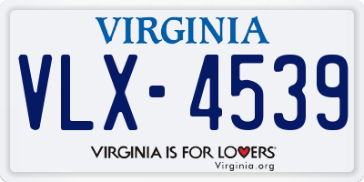 VA license plate VLX4539