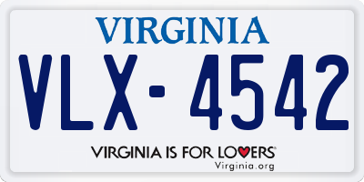 VA license plate VLX4542