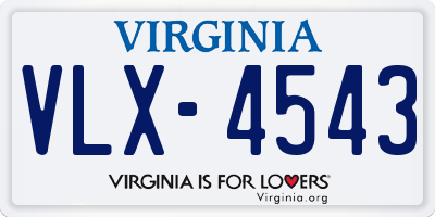 VA license plate VLX4543