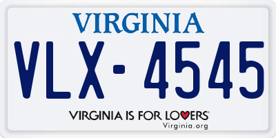 VA license plate VLX4545