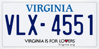 VA license plate VLX4551