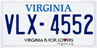 VA license plate VLX4552