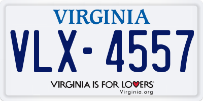 VA license plate VLX4557