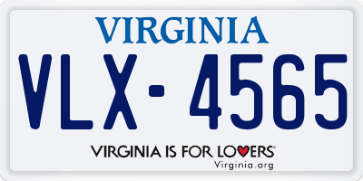 VA license plate VLX4565