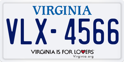 VA license plate VLX4566