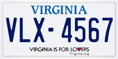 VA license plate VLX4567