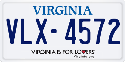 VA license plate VLX4572