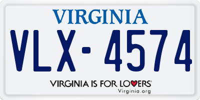 VA license plate VLX4574