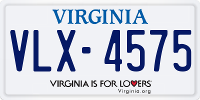 VA license plate VLX4575