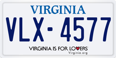 VA license plate VLX4577