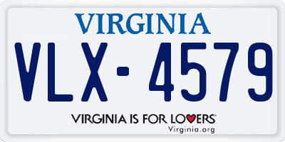 VA license plate VLX4579