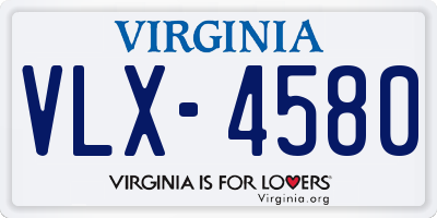 VA license plate VLX4580