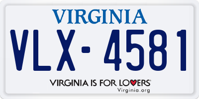 VA license plate VLX4581