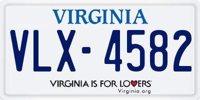 VA license plate VLX4582