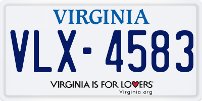 VA license plate VLX4583