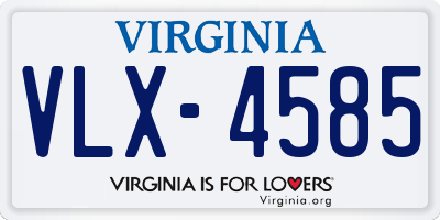 VA license plate VLX4585