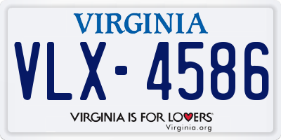 VA license plate VLX4586