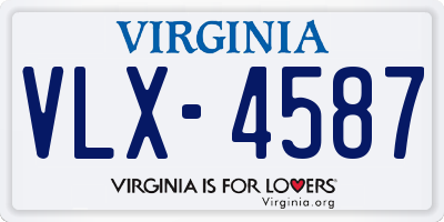 VA license plate VLX4587