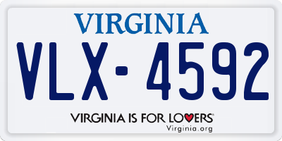 VA license plate VLX4592