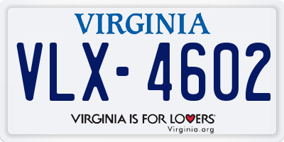 VA license plate VLX4602