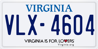 VA license plate VLX4604