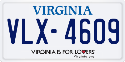 VA license plate VLX4609